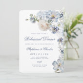 Dusty Blue Rehearsal Dinner Invitation Kaart (Staand voorkant)