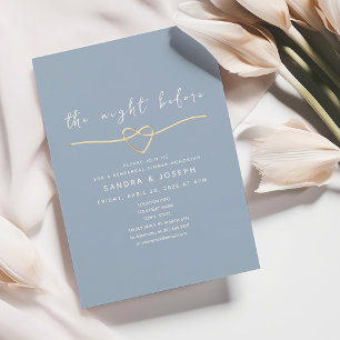 Dusty Blue Rehearsal Dinner Invitation Kaart