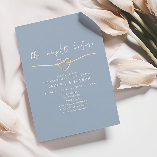 Dusty Blue Rehearsal Dinner Invitation Kaart