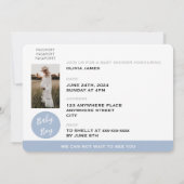 Dusty blue reispaspoort baby shower kaart (Achterkant)