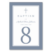 Dusty Blue Religious Cross Boy Baptism Kaart (Achterkant)