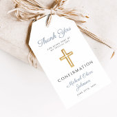 Dusty Blue Religious Cross Boy Confirmation Cadeaulabel