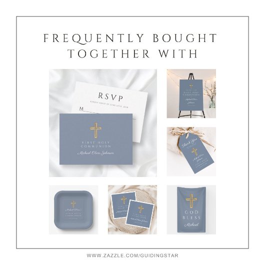 Dusty Blue Religious Cross Boy First Community Kaart