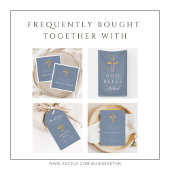 Dusty Blue Religious Cross Boy First Community Papieren Bordje