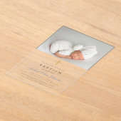 Dusty Blue Religious Cross Boy Foto Baptisme Acryl Uitnodigingen (Laagn)