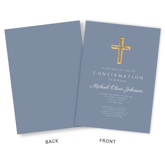 Dusty Blue Religious Wood Cross Boy bevestiging Kaart