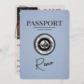 Dusty Blue Reno Passport Bewaar de datum Save The Date (Voorkant / Achterkant)