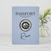 Dusty Blue Reno Passport Bewaar de datum Save The Date (Staand voorkant)