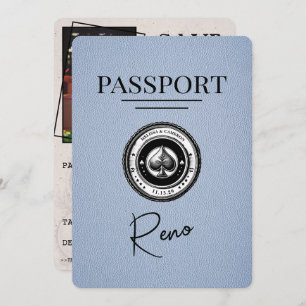 Dusty Blue Reno Passport Bewaar de datum Save The Date