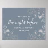 Dusty Blue repetitie diner welkomstbord Poster (Voorkant)