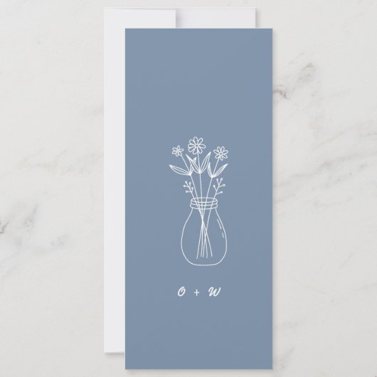 Dusty Blue Reserved Seating Wedding Label Kaart (Achterkant)