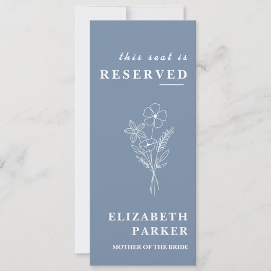 Dusty Blue Reserved Seating Wedding Label Kaart (Voorkant)