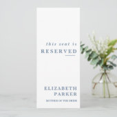 Dusty Blue Reserved Seating Wedding Label Kaart (Staand voorkant)