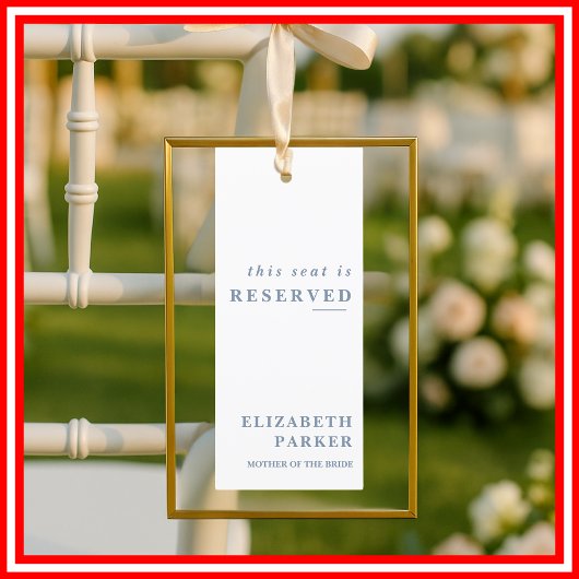 Dusty Blue Reserved Seating Wedding Label Kaart