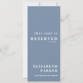 Dusty Blue Reserved Seating Wedding Label Kaart (Voorkant)