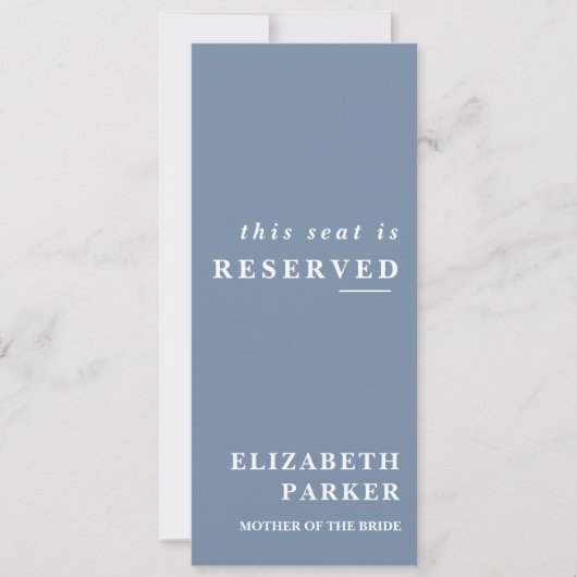 Dusty Blue Reserved Seating Wedding Label Kaart (Voorkant)