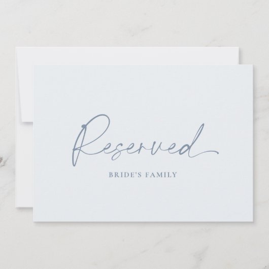 Dusty Blue Reserved Trouwtafel Kaart (Voorkant)