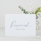 Dusty Blue Reserved Trouwtafel Kaart (Staand voorkant)