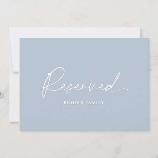 Dusty Blue Reserved Wedding Table Card Kaart (Voorkant)