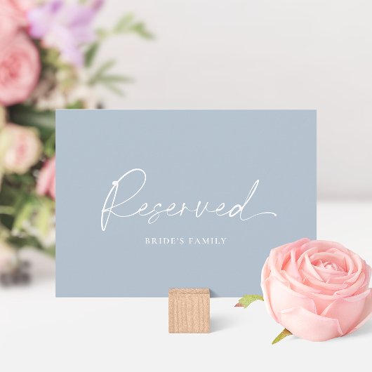Dusty Blue Reserved Wedding Table Card Kaart