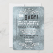 Dusty Blue Retro Art Deco Style Baby shower Kaart (Voorkant)