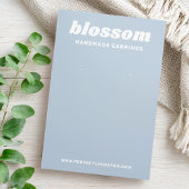 Dusty blue retro font logo oorbel display card visitekaartje