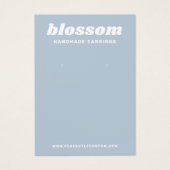 Dusty blue retro font logo oorbel display card visitekaartje (Voorkant)