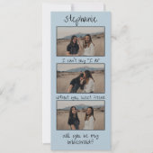 Dusty Blue Retro Fotostrip Bruidsmeisje voorstel Save The Date (Voorkant)