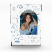 Dusty Blue Retro Hand getekend Afstuderen Photo Bl Fotoblokken (Voorkant)