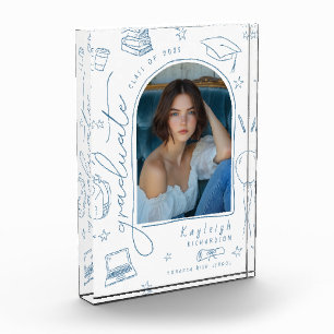 Dusty Blue Retro Hand getekend Afstuderen Photo Bl Fotoblokken