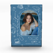 Dusty Blue Retro Hand getekend Afstuderen Photo Bl Fotoblokken (Voorkant)