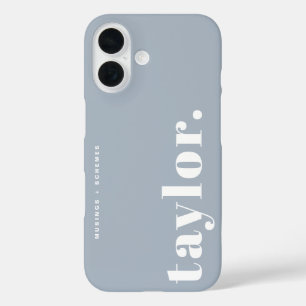 Dusty Blue Retro Typografie Gepersonaliseerd iPhone 16 Hoesje