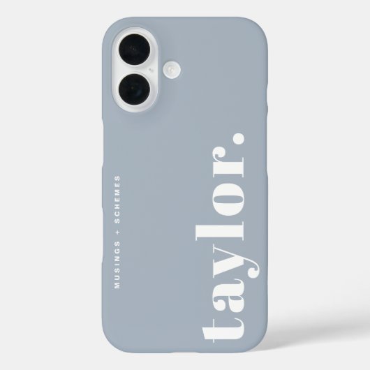 Dusty Blue Retro Typografie Gepersonaliseerd Case-Mate iPhone Case (Achterkant)