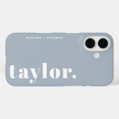 Dusty Blue Retro Typografie Gepersonaliseerd Case-Mate iPhone Case (Achterkant (horizontaal))