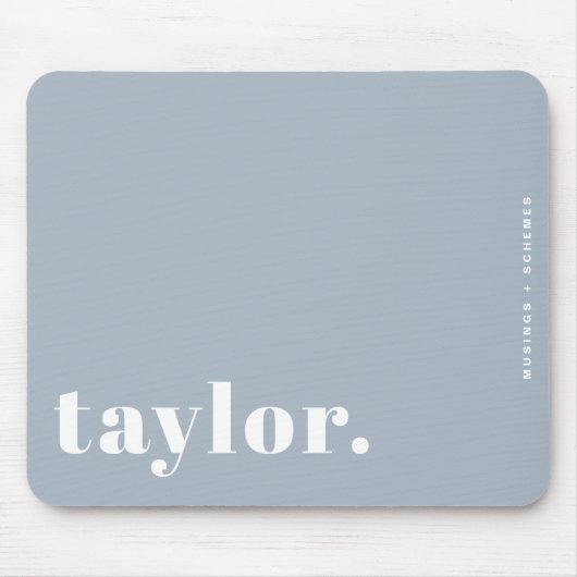 Dusty Blue Retro Typografie Gepersonaliseerd Muismat (Voorkant)