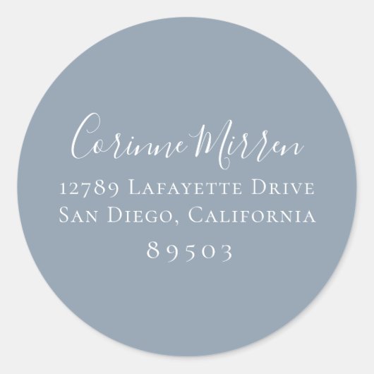 Dusty Blue Return Address Sticker (Voorkant)