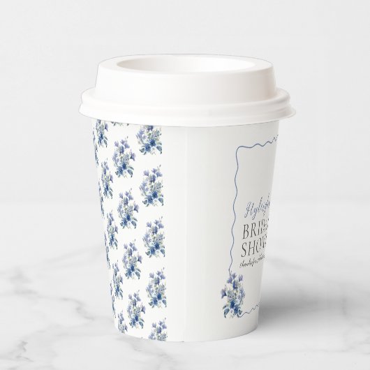 Dusty Blue Ribbon Bow Calla Lily Vrijgezellenfeest Papieren Bekers (Rechts)