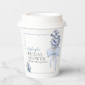 Dusty Blue Ribbon Bow Calla Lily Vrijgezellenfeest Papieren Bekers (Voorkant)