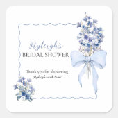 Dusty Blue Ribbon Bow Calla Lily Vrijgezellenfeest Vierkante Sticker (Voorkant)
