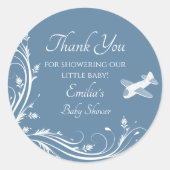 Dusty Blue Rocking Horse Baby shower Bedankt Ronde Sticker (Voorkant)