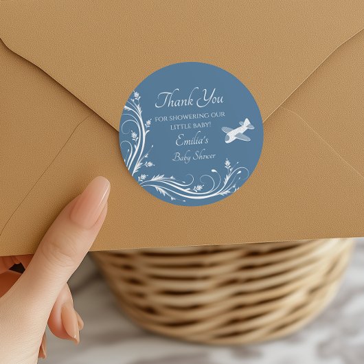 Dusty Blue Rocking Horse Baby shower Bedankt Ronde Sticker