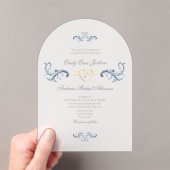 Dusty Blue Rococo Classic Wedding Acryl Uitnodigingen (Insitu (Draagbaar))