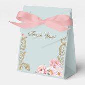 Dusty Blue Rococo  Floral Baby shower Bedankdoosjes (Voorkant Zijde)