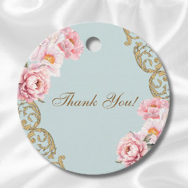 Dusty Blue Rococo Floral Baby shower Bedankt Bedankjes Labels