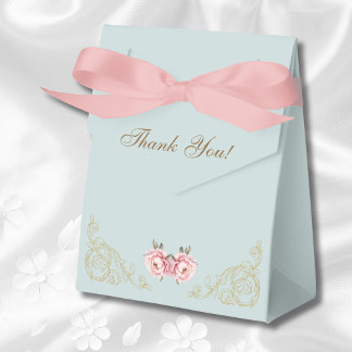 Dusty Blue Rococo  Flowers Baby shower Bedankdoosjes