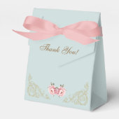 Dusty Blue Rococo Flowers Baby shower Bedankdoosjes (Voorkant Zijde)