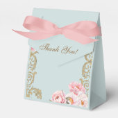 Dusty Blue Rococo  Peony Vrijgezellenfeest Bedankdoosjes (Voorkant Zijde)