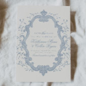 Dusty Blue Rococo Save The Date Card Kaart