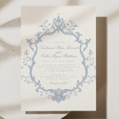 Dusty Blue Rococo Wedding Invitation Kaart