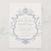 Dusty Blue Rococo Wedding Invitation Kaart (Voorkant)